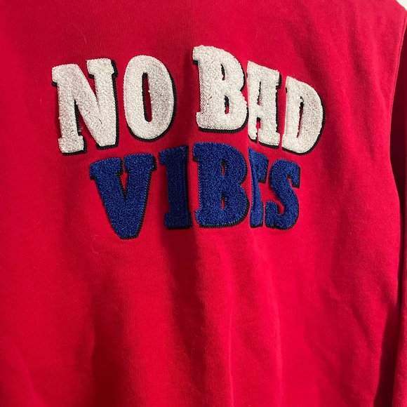 Red Kids /Boys Zara Hoodie with 'No Bad Vibes' Design - Picture 3 of 12